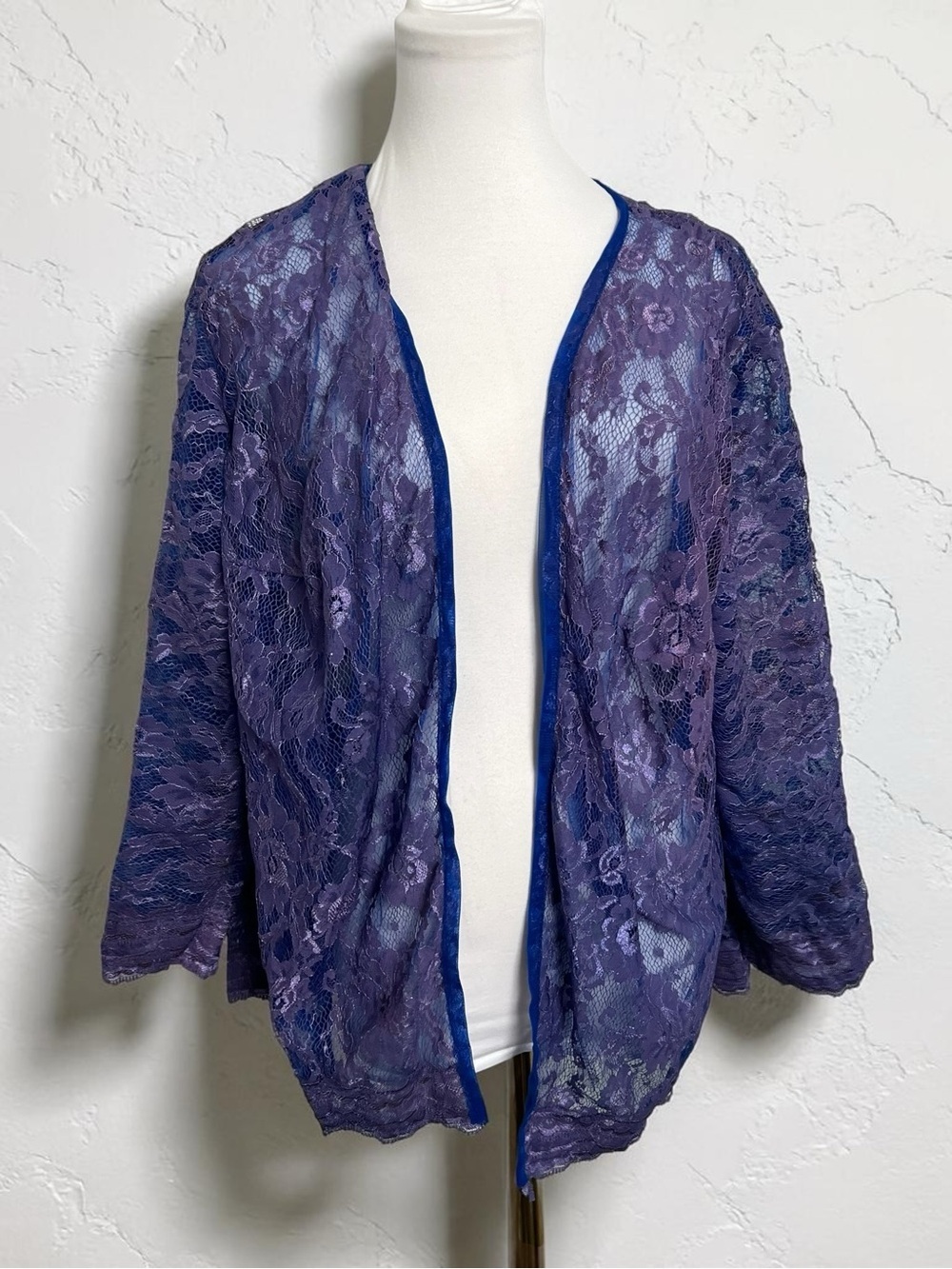 Vintage Purple Lace Kimono Cardigan Sheer Boho Fairycore Top m/l